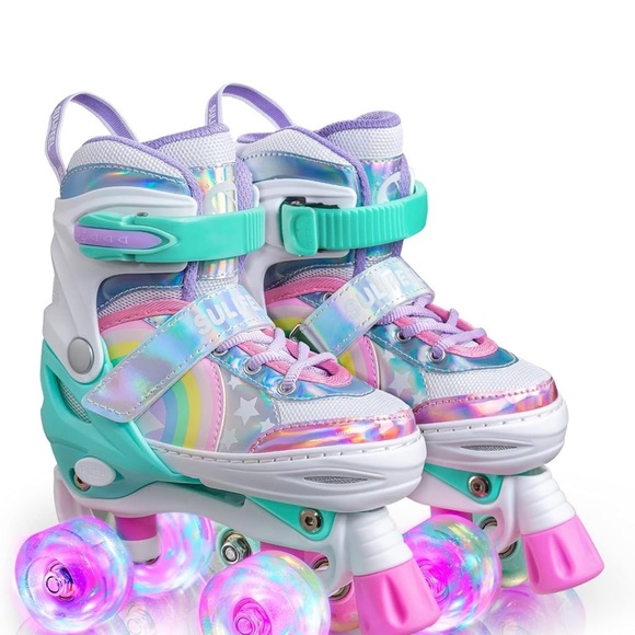 Rainbow little kid light up roller skates. - Picture 3 of 8
